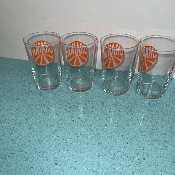 Luminarc Mcm Vintage Glass Set of 4 Orange Slice Juice - Picture 4 of 5